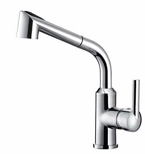 Aquafaucet Pull Out Spray Kitchen Sink Faucet Swivel Spout Single Handle Chrome WET SINK BAR FAUCET