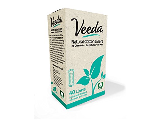 Veeda,100% Hypoallergenic, Natural Cotton, Chemical Free,  Biodegradable, Unscented, Natural Cotton Liners - 40 count