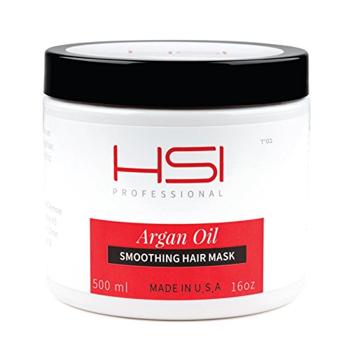 MADE IN USA! SUPER SIZE 16 OZ! HSI PROFESSIONAL #1 best ARGAN OIL ANTI FRIZZ, HYDRATING SMOOTHING HAIR MASK. REVITALIZE, SMOOTHEN AND REPAIR ALL TYPES OF HAIR. UNRULY, COARSE, DAMAGED OR COLOR TREATED HAIR.