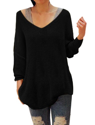 uxcell® Ladies Scoop Neck Stretchy Long Sleeve Knitted Tunic Top