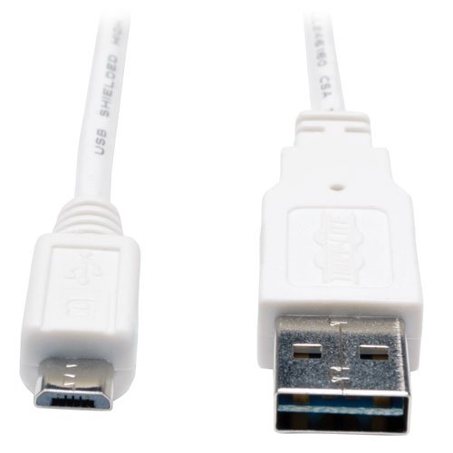 TRIPP LITE 6 Inch USB 2.0 Universal Reversible Cable A to 5-Pin Mic B, White (UR050-06N-WH)