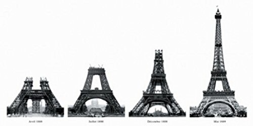 Posters: Paris Poster Art Print - Construction Of The Eiffel Tower (39 x 20 inches)