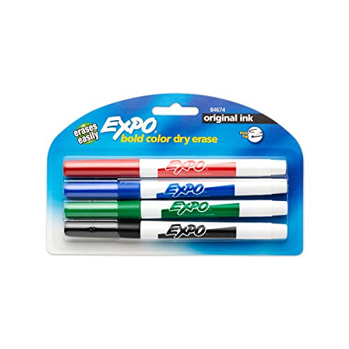 Expo Original Dry Erase Markers, Fine Point, 4-Pack, Assorted Colors