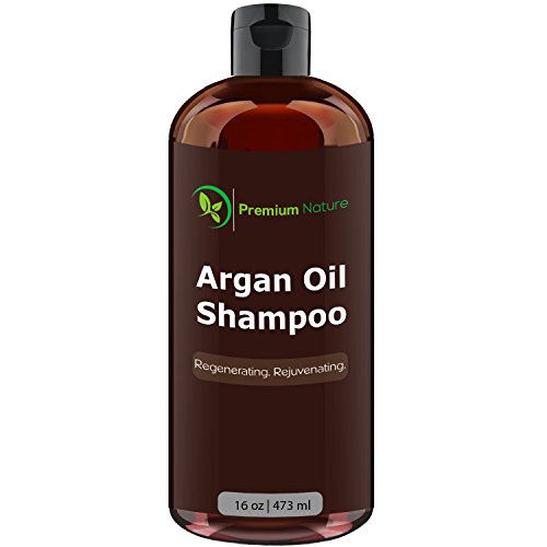 Argan Oil Daily Shampoo 16 oz, All Organic, Rejuvenates Heat Damaged Hair, Nourishes & Prevents Breakage, Sulfate Free, Vitamin Enriched Formula by Premium Nature
