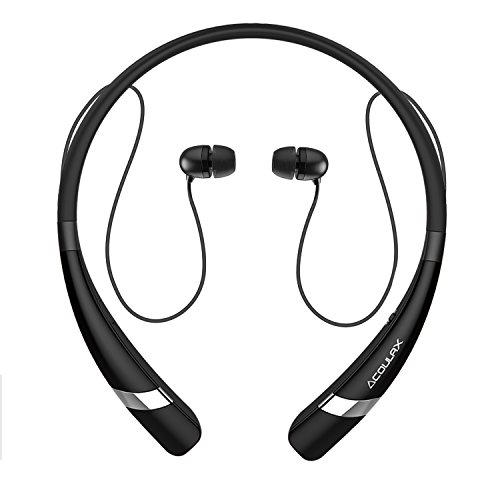 Bluetooth Headphones COULAX CX04 Bluetooth Neckband Headset Wireless Sweatproof In-ear Sports Running Earbuds-Built in Mic with Noise Cancellation for iPhone 6s Samsung S6 and Android(Black)