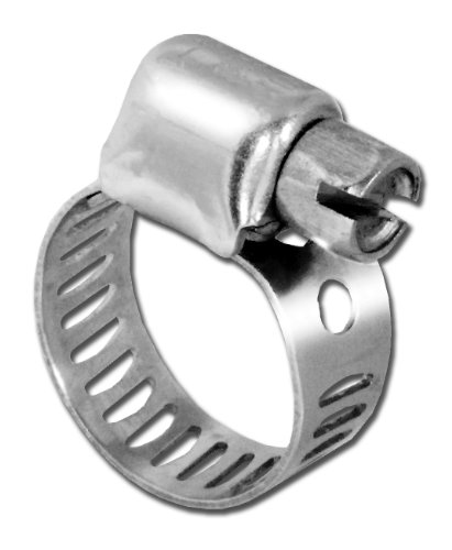 Pro Tie 33200 SAE Size 4 Range 1/4-Inch-5/8-Inch Mini All Stainless Hose Clamp, 10-Pack