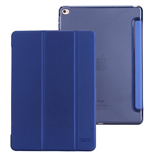 iPad Air 2 Case,THZY iPad Air 2 Smart Cover+Transparent Back Cover Apple iPad Air 2 (iPad 6) 2014 Model Ultra Slim Lightweight Stand with Smart Cover Auto Wake/Sleep (Navy Blue)