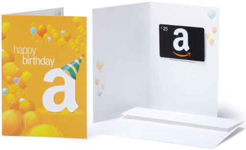 Amazon.com $25 Gift Card in a Greeting Card (Birthday Balloons Design)