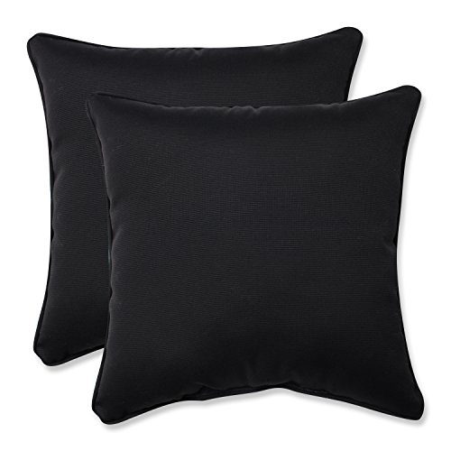 Pillow Perfect Indoor/Outdoor Fresco Corded Throw Pillow, 18.5-Inch, Black, Set of 2