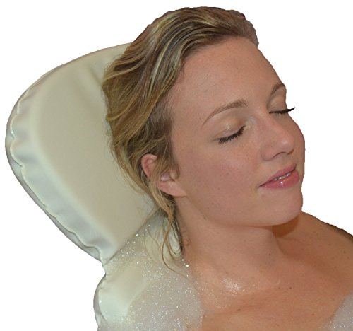 Bath Pillow, Comfortable, Luxuriously Soft Padded Spa Pillow with Extra Foam and Premium Suctions Cups. Fits Any Size Bathtub, Hot Tub or Jacuzzi. Perfect Gift for Home.