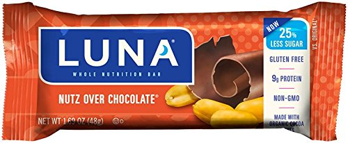 LUNA BAR - Gluten Free Bar - Nutz Over Chocolate - (1.7 oz, 6 Count)