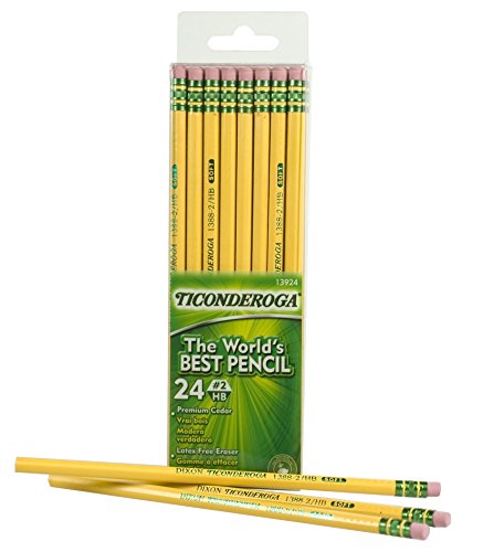 Dixon Ticonderoga Wood-Cased #2 Pencils, Box of 24, Yellow (13924)