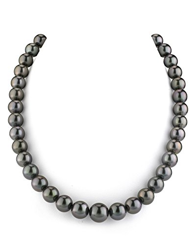 14K Gold GLA CERTIFIED Black Tahitian South Sea Cultured Pearl Necklace - AAAA Quality, 18 Length