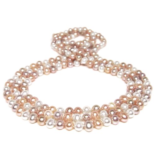 HinsonGayle AAA Handpicked 6.5-7mm Multicolor Freshwater Cultured Pearl Rope Necklace 65 Strand