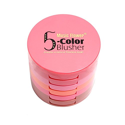 Ucanbe 5 Color Brusher Palette With Brush Waterproof Blush Face Makeup Cheek Color Blusher