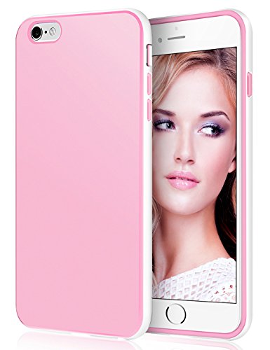 iPhone 6s Case, LoHi iPhone 6 Case Soft Touch [Ultra Slim-Fit] Shock Absorbing Scratch Resistant Flexible TPU Bumper Cover Case for Apple iPhone 6 6s - Pink White
