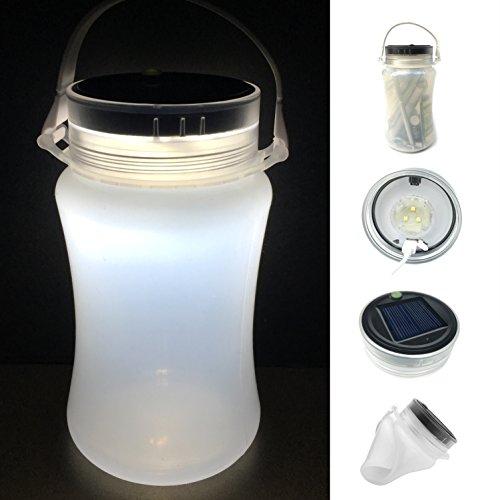 Solar IPX7 Waterproof Folding Silicone Bottle LED Camping Latern - 100 Lumens with Three Light Levels Including Strobe and SOS Emergency Flash Light