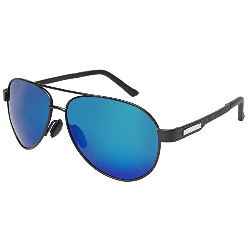 Aoron® Premium Aviator Polarized Sunglasses with Mirrored or Plain Lenses Lightweight A221 (Blue mirrored)