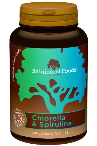 Rainforest Foods Organic Combined Chlorella and Spirulina Tablets 500mg Pack of 300