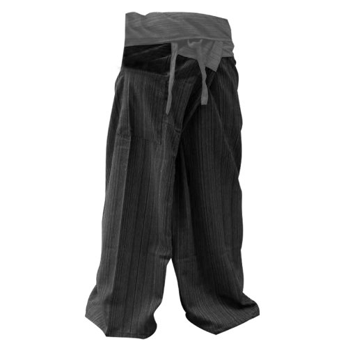 2 Tone Thai Fisherman Pants Yoga Trousers Free Size Cotton Gray and Charcoal