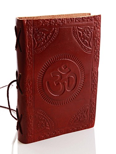 Handmade Leather Writing 75 Unlined Paper Notebook Diary Personal Secret Journal With  Om  Design