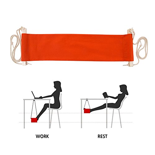 SMAGREHO Portable Adjustable Mini Office Foot Rest Stand Desk Foot Hammock (Orange)