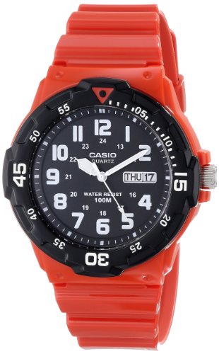 Casio Men's MRW-200HC-4BVCF Stainless Steel Watch with Red Resin Band