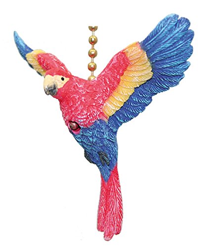 TiKi Tropical Macaw Parrot Bird Ceiling Fan Light Pull