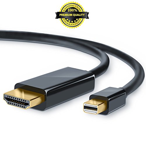 Mini Displayport to HDMI cable with audio, Full HD 1080p, 6ft 1.8 Metre, Thunderbolt Port Compatible For Apple MAC, iMac, MacBook Pro, High Speed incl, Gold Plated, Black, HAHAHA