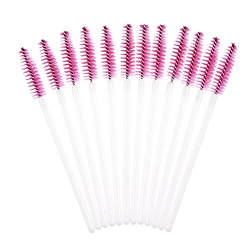 Makeup Brush , Sandistore 50pcs Disposble Eyelash Brush Mascara Wands Makeup Cosmetic Tool (Hot Pink)