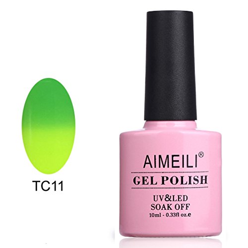 AIMEILI Soak Off UV LED Temperature Color Changing Chameleon Gel Nail Polish - Green To Lime (TC11) 10ml