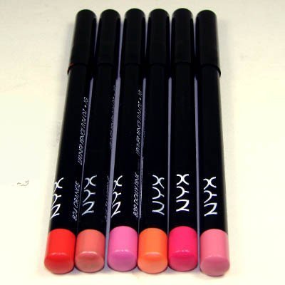 NYX Cosmetics Long Lasting Slim Lip Liner Pencils 6 Colors - Cabaret, Plum, Plush Red, Hot Red, Deep Red; Edge Pink
