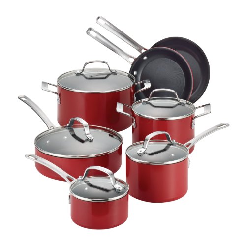 Circulon Genesis Aluminum Nonstick 12-Piece Cookware Set, Red