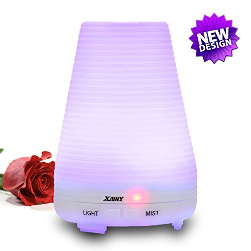 Aromatherapy Essential Oil Diffuser - 100ml Aroma Ultrasonic Cool Mist Humidifier with Adjustable Mist Mode,Waterless Auto Shut-off and 7 Color LED Lights Changing for Home Office Baby