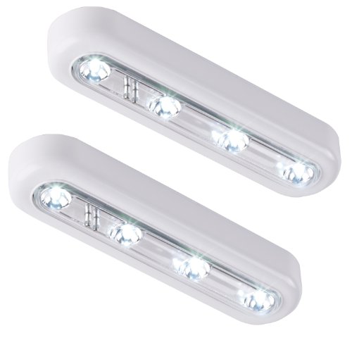 Twin Pack of Cool White LED Touch Operated Battery Cupboard Lights with 3M Pads by Lights4fun