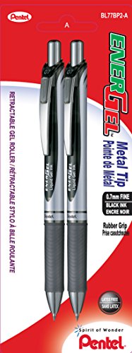 EnerGel Retractable Liquid Gel Roller, 0.7mm Medium Point Size, 2 Pack, Black Ink