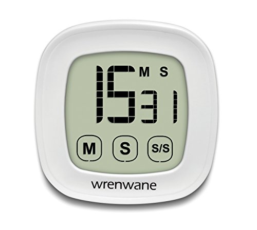 Wrenwane® Digital Countdown Kitchen Timer, Touchscreen, Big Digits, White