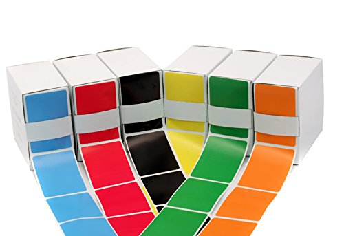 2 x 3 Assorted Color-Code Square Stickers Variety Kit | Writeable Surface - 250/Box (6 Dispenser Boxes - 1,500 Labels Total)