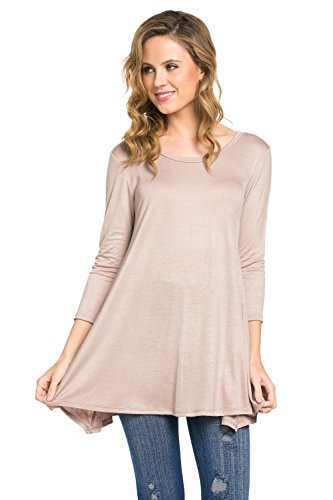 Frumos Womens 3/4 Sleeve Comfy Loose Fit Long Tunic Top T Shirts