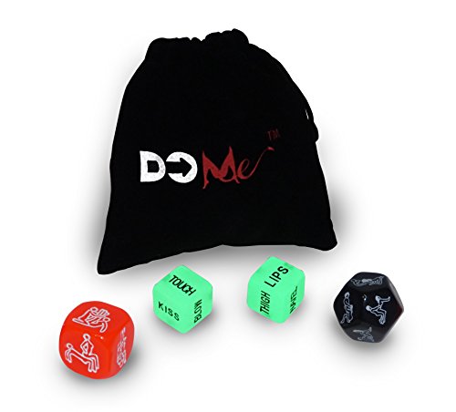 Sexy Dice for Couples by Do Me - 2 Action Dice + 2 Position Dice in a Seductive Black Velvet Pouch