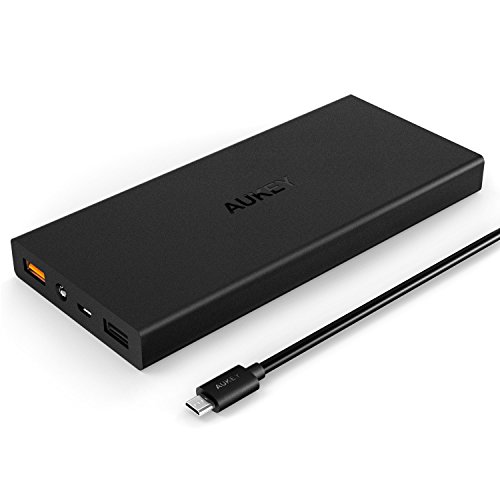 Aukey Quick Charge 2.0 15000mAh Portable External Battery Fast Charger (AIPower 5V/1A + Quick Charge 12V1.25A 9V1.67A 5V2A for S6, S6 Edge and more)-Black