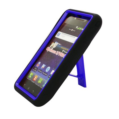 Aimo Wireless LGVS840PCMX002S Guerilla Armor Hybrid Case with Kickstand for LG Lucid VS840 - Retail Packaging - Black/Blue
