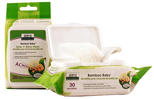 Aleva Naturals Bamboo Baby Nose 'n' Blows Wipes, 30 Count (Pack of 12)