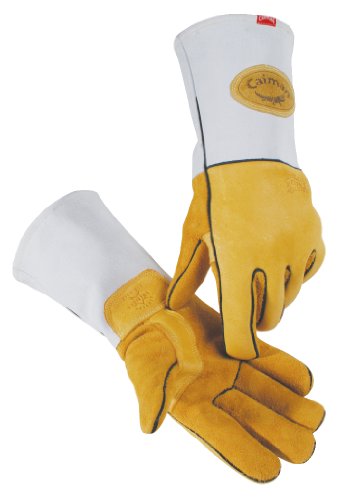 Caiman Genuine Wild American Elkskin Leather KontourTM Gloves (Large/Yellow)