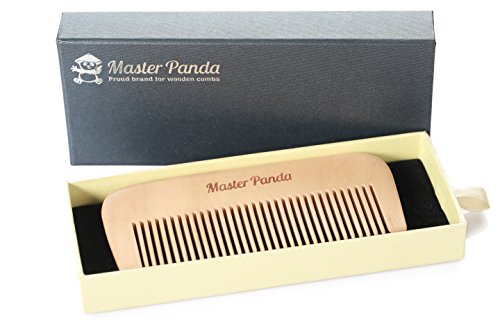 Master Panda Classic Beard Comb - 100% Pear Wood, No Static & No Snag | Handmade for Beards, Mustaches and Hair with a Premium Gift box