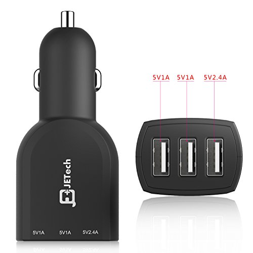 Car Charger, JETech® 3-Port Rapid USB Car Charger Cigarette Charger for Apple iPhone 6/5/5S/5C, iPad, iPad Air, iPad mini, iPod, Samsung Galaxy S5/S4/S3, Tab 3, Note 3/2, Google Nexus 7, and More