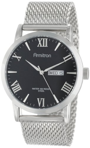 Armitron Men's 20/4923BKSV Silver-Tone Stainless Steel Mesh Bracelet Watch