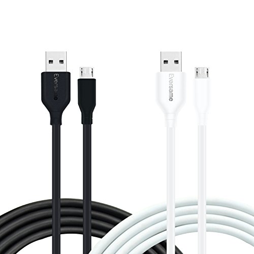 Micro USB Cable, Eversame [2-Pack] 3Ft 1M Premium Durable PVC High Speed USB 2.0 A Male to Micro B Sync and Charging Cord For Android, Samsung Galaxy Note Edge, PS4 Controller, Nook Color(Black White)