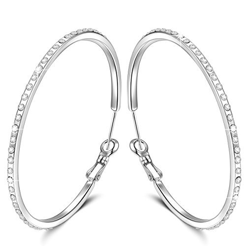 Qianse Hoop Earrings with Austrian Crystals Fashion Weeding Jewelry