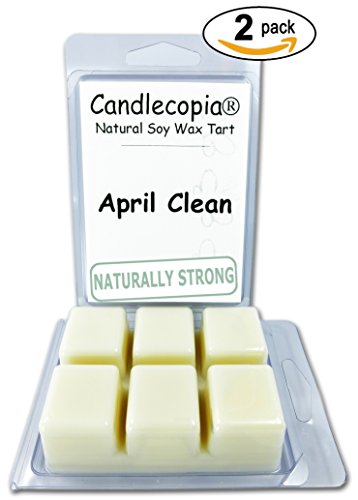 Candlecopia April Clean 6.4 ounce Scented Wax Melts - The aroma of fresh powder, light musk, and just a hint of fresh spring flowers of lavender, jasmine, and tulips - 2-Pack scented soy wax cubes